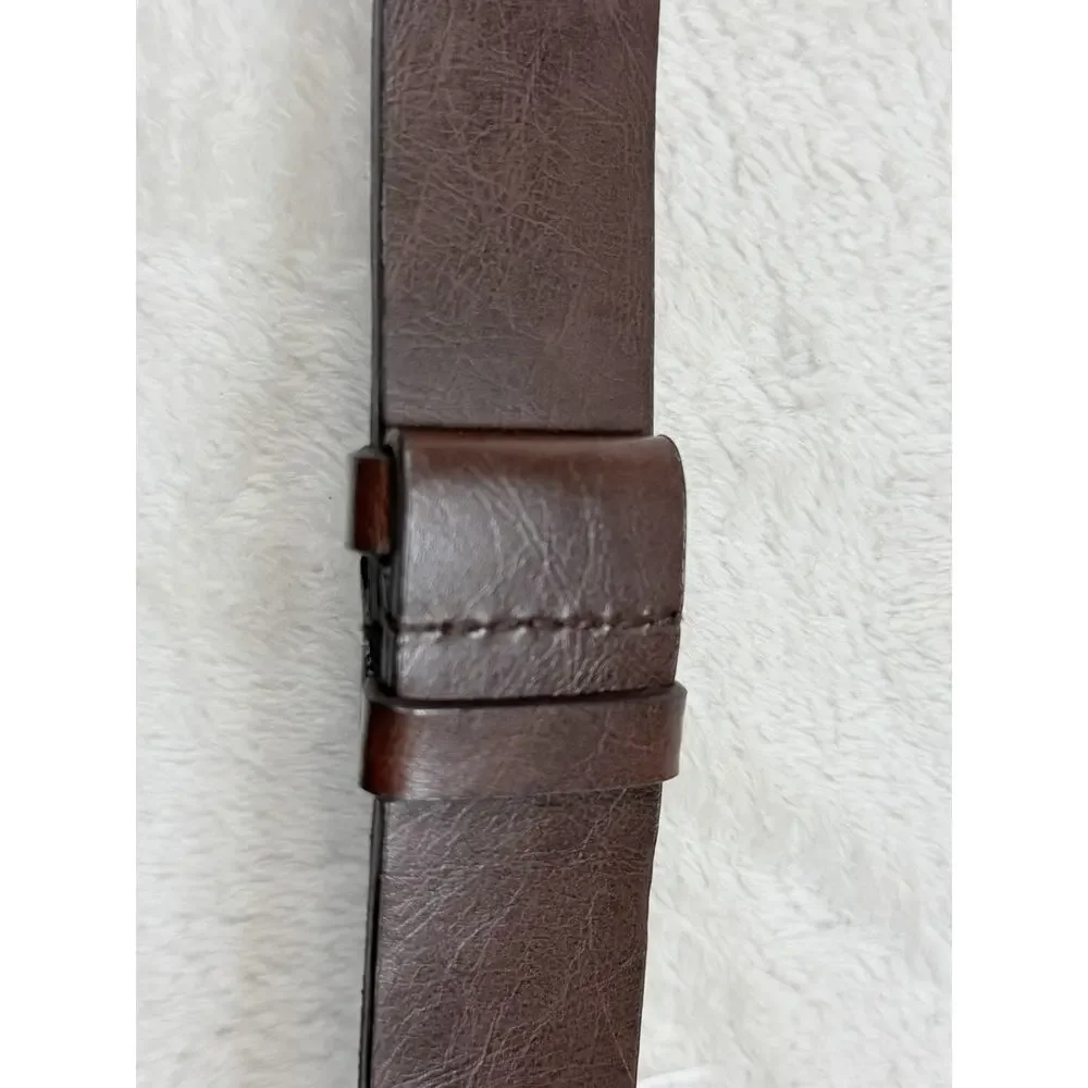 Chicos Turquoise Leather Belt Brown Silver O Ring Buckle Western Southwestern ML